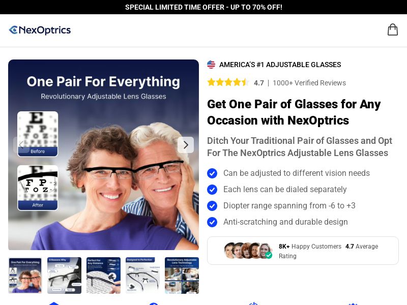 NexOptrics Adjustable Glasses - DTC [INTL] (Social,Banner,Native,Push,SEO,Search,Brand Bidding) - CPA