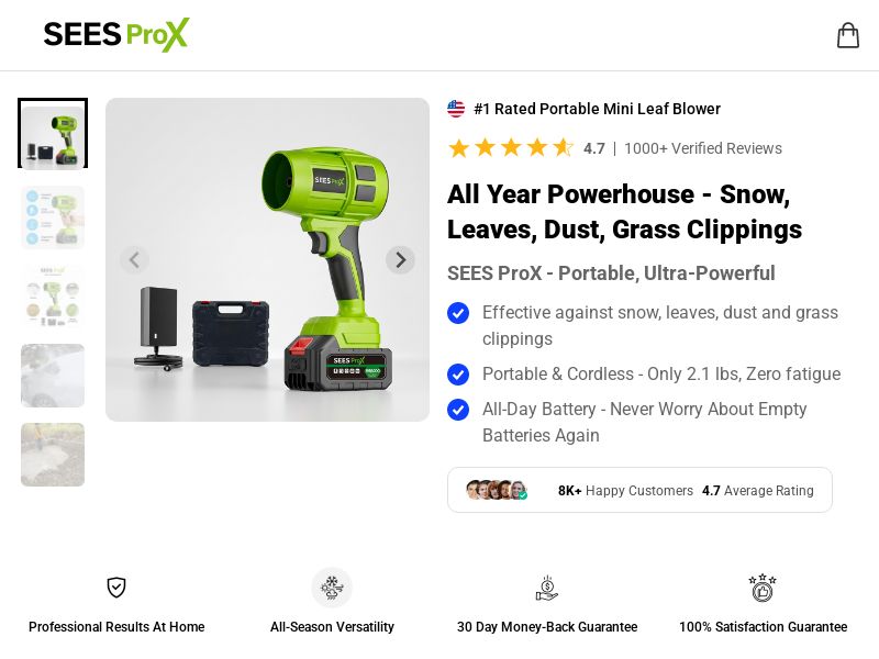 SEES ProX Leaf Blower - DTC [US,DE,AT] (Social,Banner,Native,Push,SEO,Search,Brand Bidding) - CPA