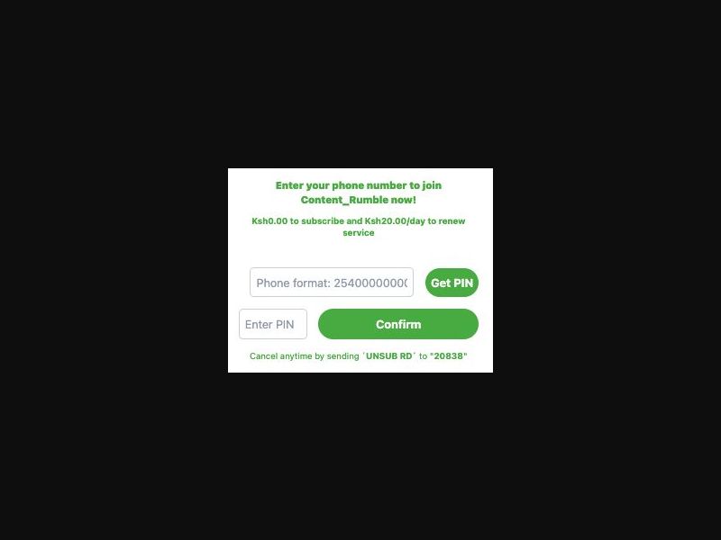 37213 - KE - [MOB] - Rumble - Safaricom - mFilter - Non-Billable - 1 Click