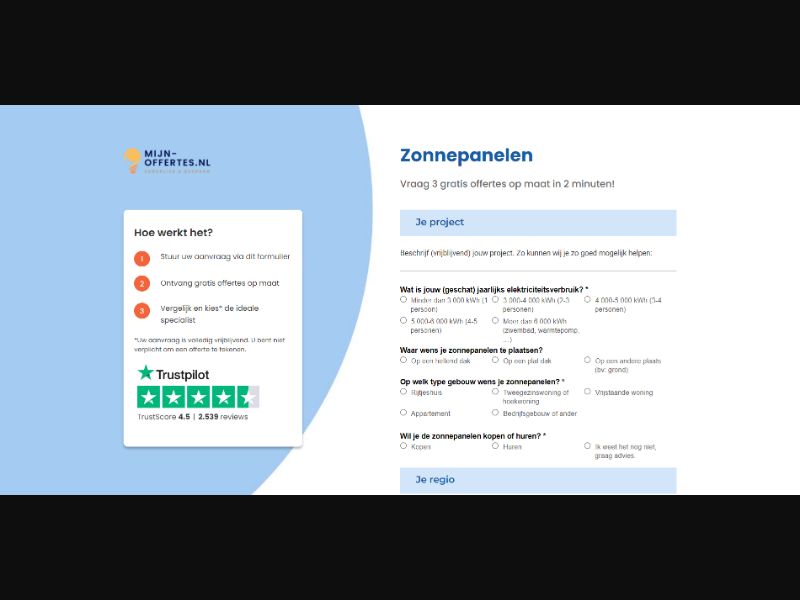 [WEB+MOB] Mijn-Offertes – Solar panels at the best price? Netting and 0% VAT /NL SOI [Approval Required]