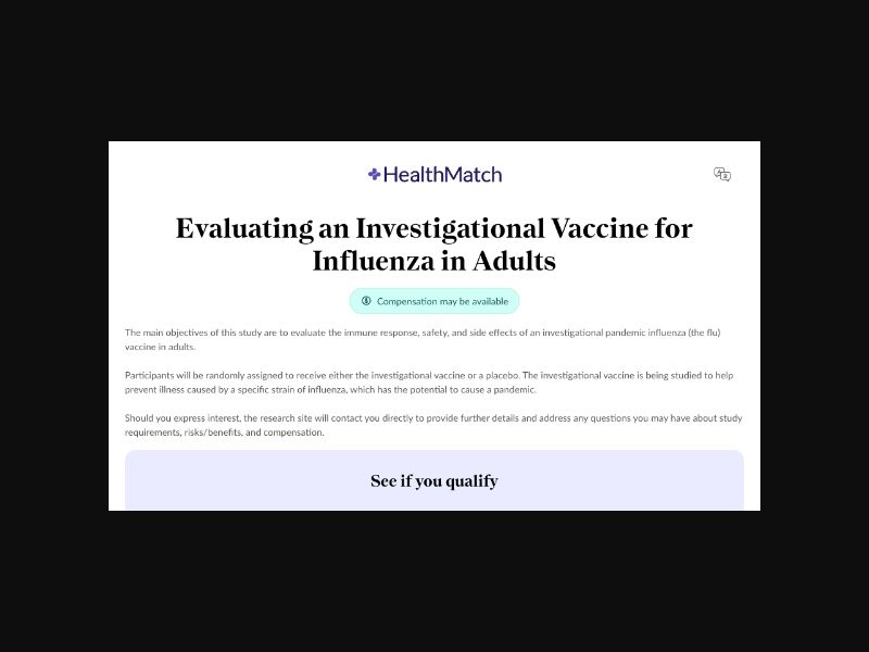 HealthMatch Clinical Trials - Flu Vaccines (65+) - CPL (US)