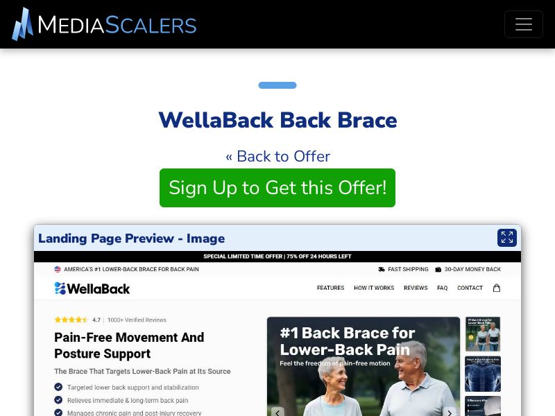 WellaBack Back Brace {+Advertorial, DTC, Alt-Landers} [US, DE, CA, AU, UK, FR, IL, +232 More]