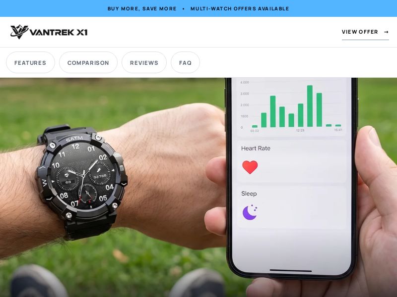 ! NEW OFFER - Vantrek X1 Smartwatch - Product Page [US,UK,DE,AT,AU] (Social,Banner,Native,Push,SEO,Search,Brand Bidding) - CPA