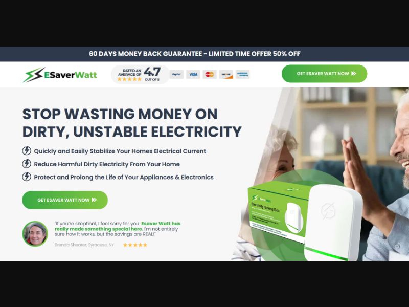 [WEB+MOB] eSaverWatt - CTC $49.00 /US/CA/CR/MX CPS *FB Pixel*