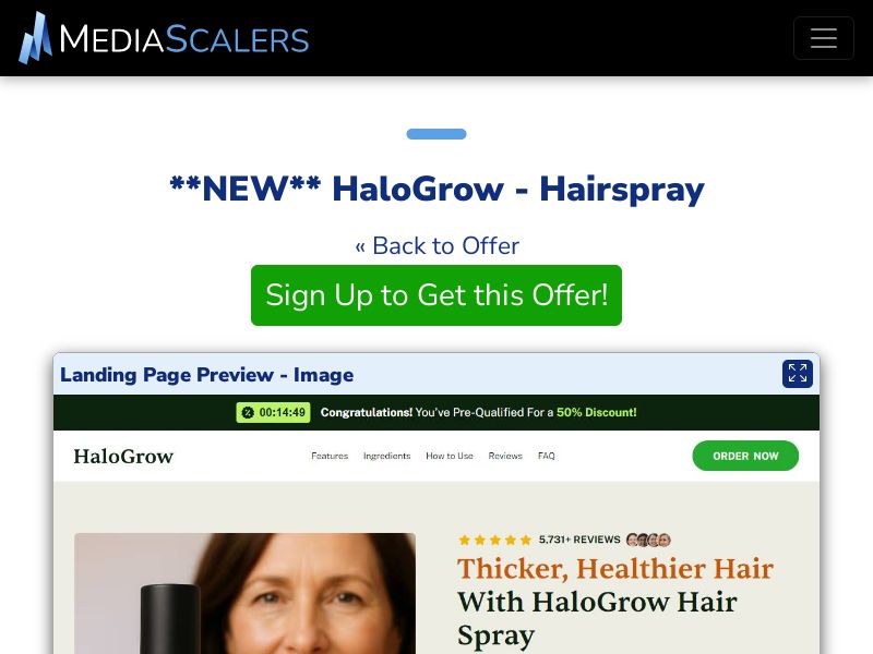 HaloGrow - Hairspray {+Advertorial, DTC, Multi-Lang, Alt-Landers} (Event Tracking) [US, DE, CA, AU, UK, FR, IL, +233 More]