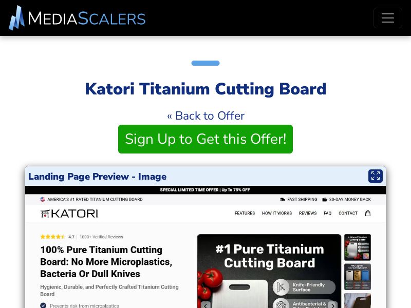 Katori Titanium Cutting Board {+Advertorial, DTC, Alt-Landers} [US, DE, CA, AU, UK, FR, IL, +232 More]