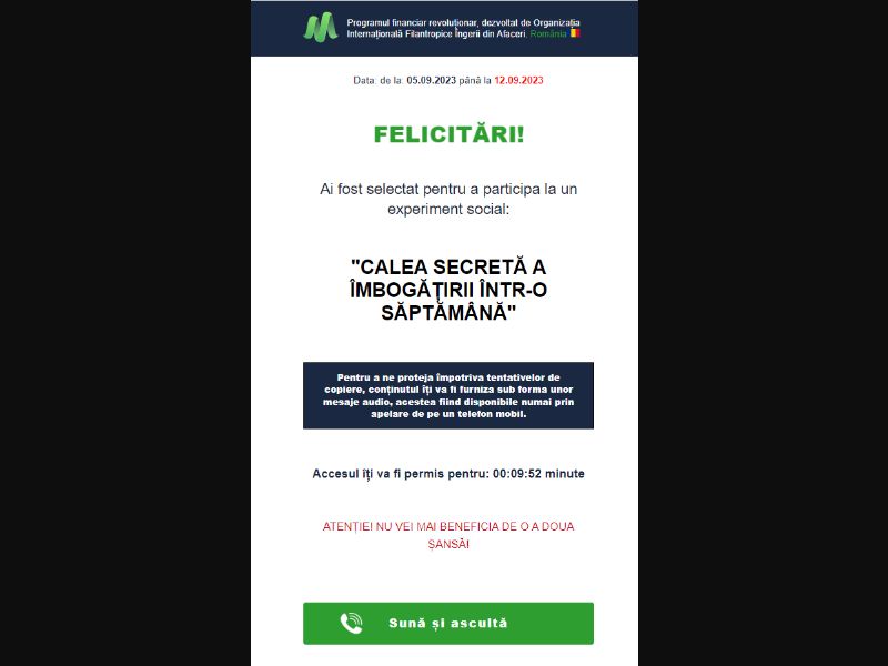 [MOB] White One Page Financial Experiment /RO Click2Call *FB/TT Pixel*