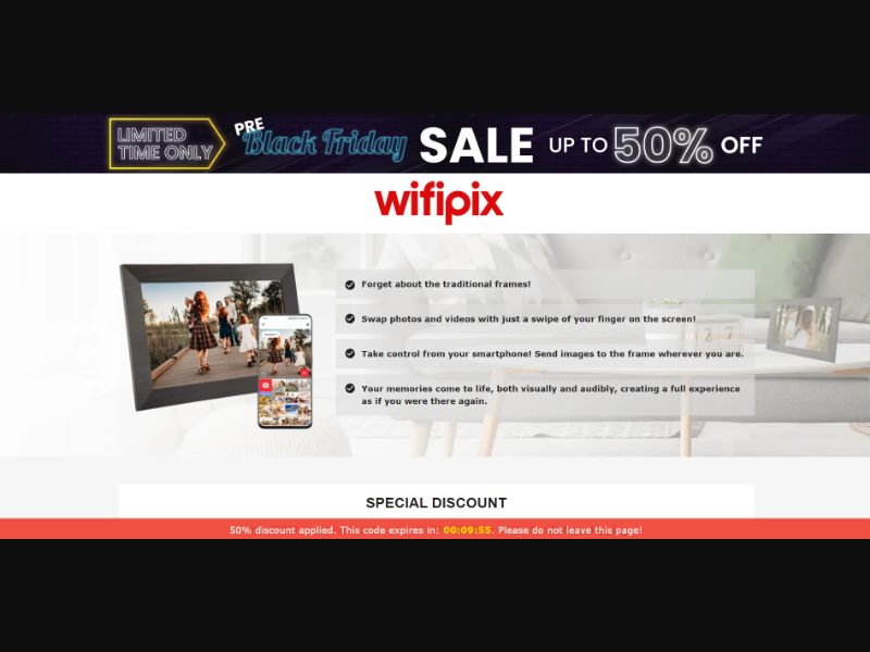 [WEB+MOB] Qinux WifiPix – Smart Photo Frame /International (112 GEOs) CPS *FB/TT/Google/Taboola Pixel*