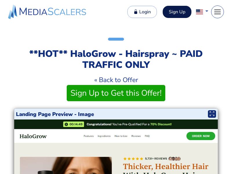 HaloGrow - Hairspray ~ PAID TRAFFIC ONLY {+Advertorial, DTC, Multi-Lang, Alt-Landers} (Event Tracking) [US, DE, CA, AU, UK, FR, IL, +232 More]
