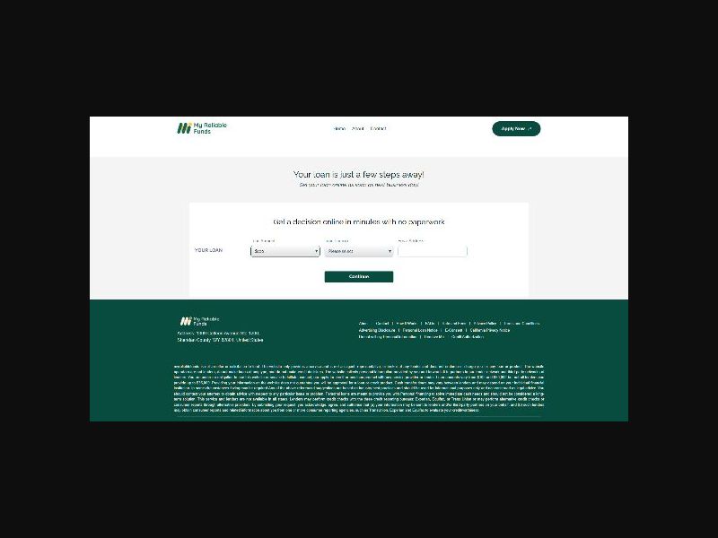 My Reliable Funds - Loans up to $35k - RevShare (US)