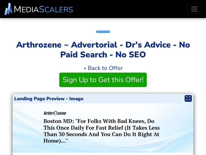 Arthrozene ~ Advertorial - Dr's Advice - No Paid Search - No SEO [US, CA, AU, UK]