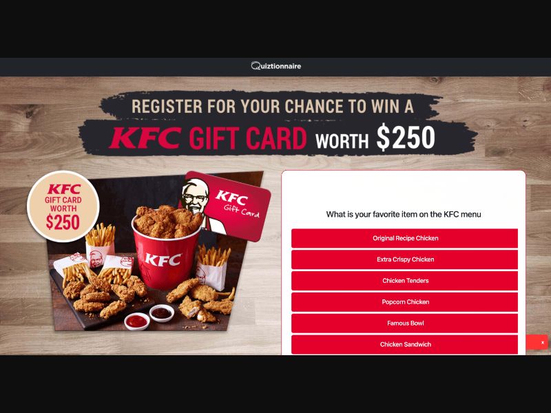 AU - Quiztionnaire - KFC Giftcard - (CPL)