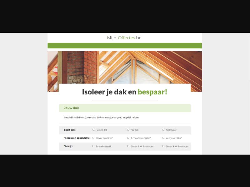 [WEB+MOB] Mijn-Offertes – Insulating your roof? Up to 35% contribution in 2025 /BE(NL) SOI [Approval Required]