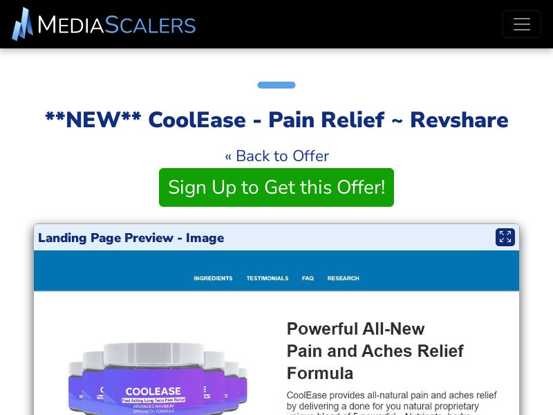 CoolEase - Pain Relief ~ Revshare {+DTC, TSL, VSL} [US, DE, CA, AU, UK, FR, IL, +238 More]