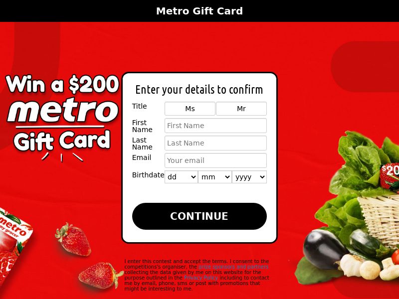 Win a $200 Metro Giftcard - CPL | Canada