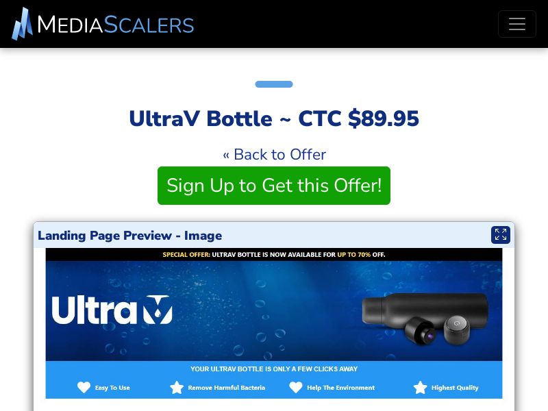 UltraV Bottle ~ CTC $89.95 {+DTC} (Event Tracking) [US]