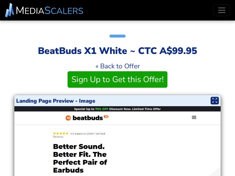 BeatBuds X1 White ~ CTC A$99.95 {+DTC, Alt-Landers} (Event Tracking) [AU]