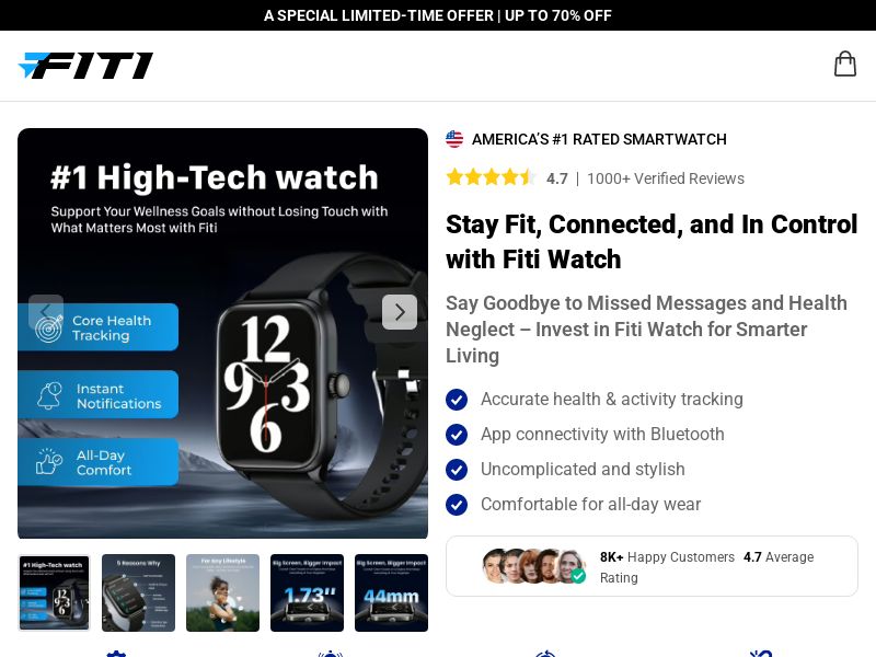 FitiWatch Smartwatch SS - US/INTL