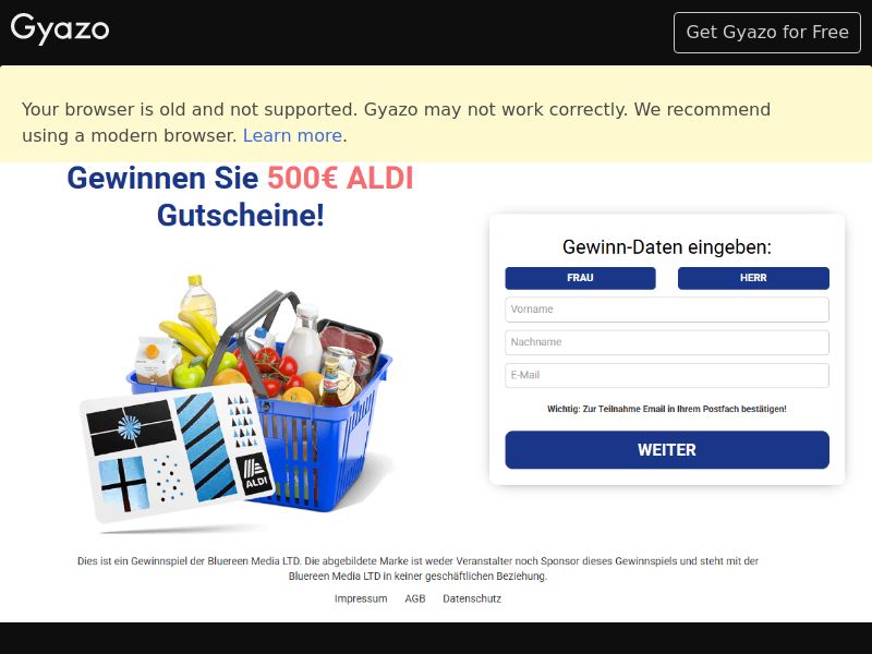 Bluereen - Win €500 ALDI Vouchers CPL [DE]