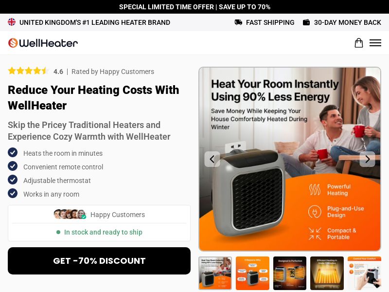 WellHeater - DTC [UK] (Social,Banner,Native,Push,SEO,Search,Brand Bidding) - CPA 