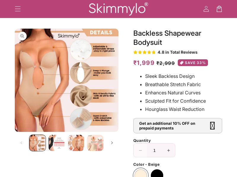 Backless Shapewear by Skimmylo CPA - India