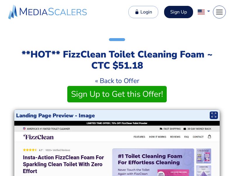 FizzClean Toilet Cleaning Foam ~ CTC $51.18 {+Advertorial, DTC, Alt-Landers} (Event Tracking) [US, DE, CA, AU, UK, FR, IL, +232 More]