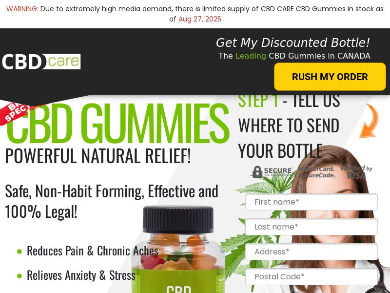! NEW OFFER - CBD Care Gummies [CA] (Social,Banner,Native,Push,SEO,Search,Brand Bidding) - CPA 