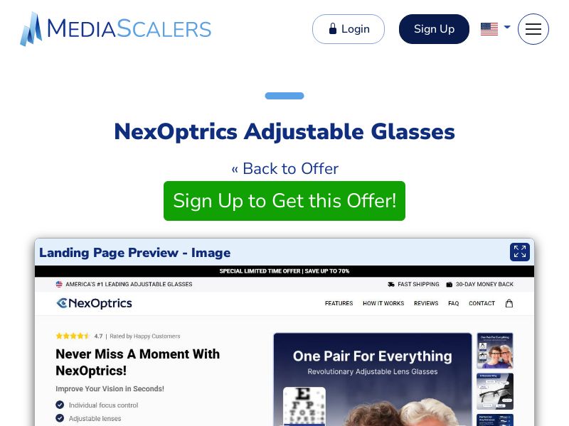 NexOptrics Adjustable Glasses {+Advertorial, DTC, Alt-Landers} (Event Tracking) [US, DE, CA, AU, UK, FR, IL, +232 More]