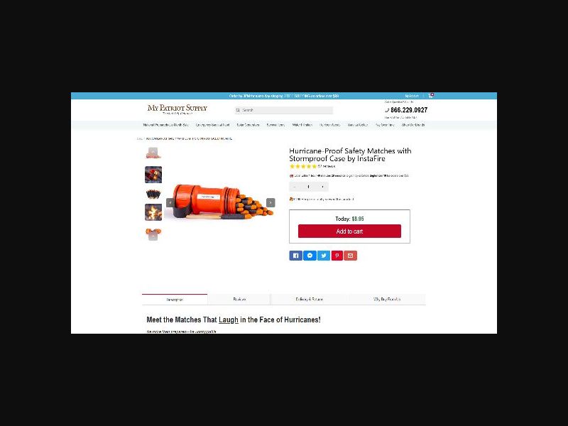 InstaFire - Hurricane-Proof Safety Matches - RevShare (US)