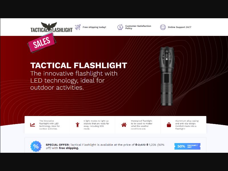 [WEB+MOB] Tactical Flashlight /International (113 GEOs) CPS *FB/TikTok/Google/Taboola Pixel*