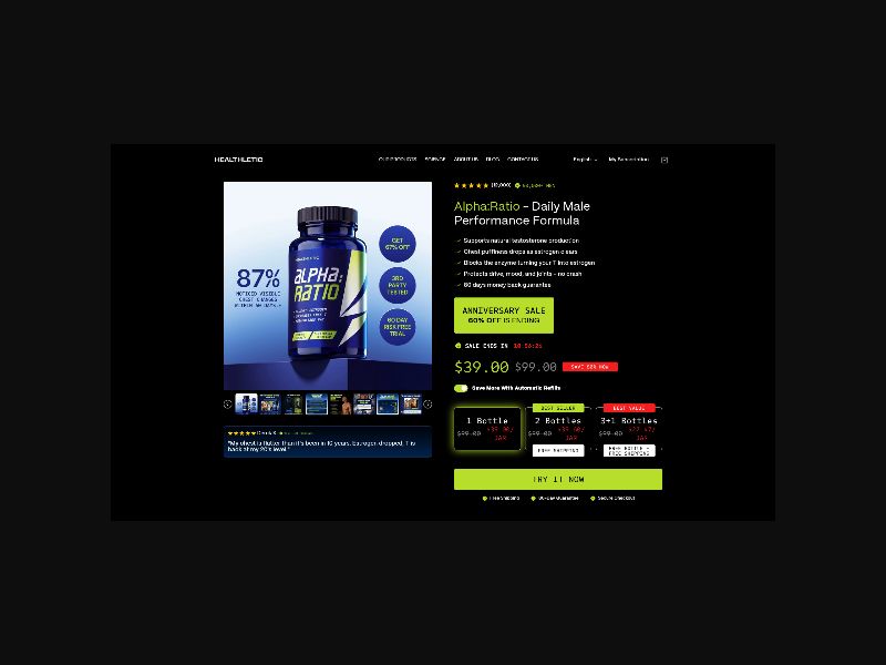 Healthletic - Alpha Ratio Testosterone Booster - CPS (US,CA,AU)