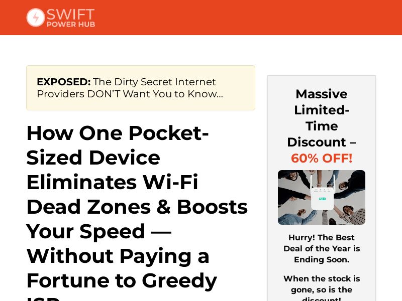 ! NEW OFFER - Swift Power Hub Wifi-Repeater 2.0 [US,PH] (Social,Banner,Native,Push,SEO,Search,Brand Bidding)-CPA