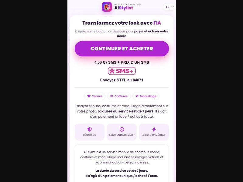37674 - FR - [MOB] - AI-Stylist ONE OFF - SMS
