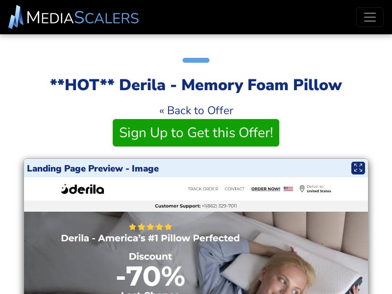 Derila - Memory Foam Pillow {+Advertorial, DTC, Multi-Lang} (Event Tracking) [US, DE, CA, AU, UK, FR, IL, +44 More]