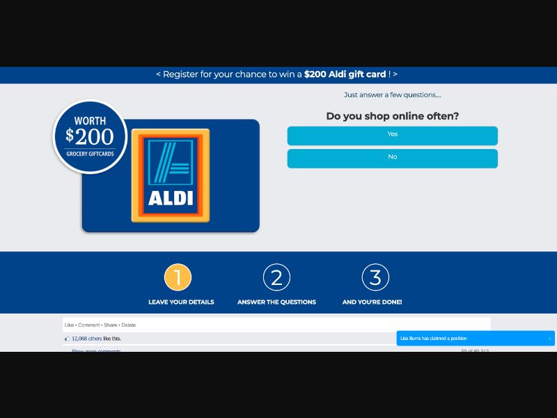 NZ - Quiztionnaire - Aldi Giftcard 200 - (CPL)