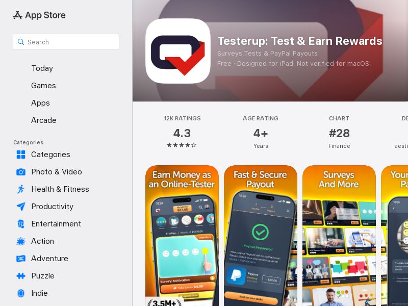 Testerup - UK - CPA - iOS - Content, Paid Social (Pre-approval Required)