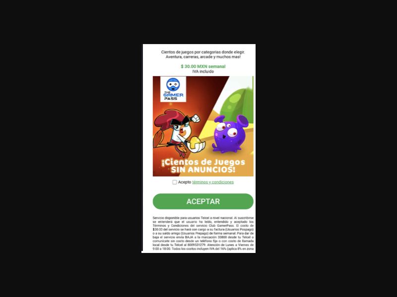 [MOB] Gamer Pass /MX [Telcel] 2 Click