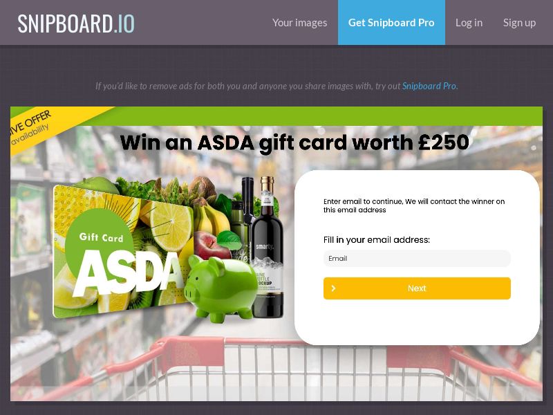 YouSweeps - Win 250$ ASDA Gift Card UK - SOI