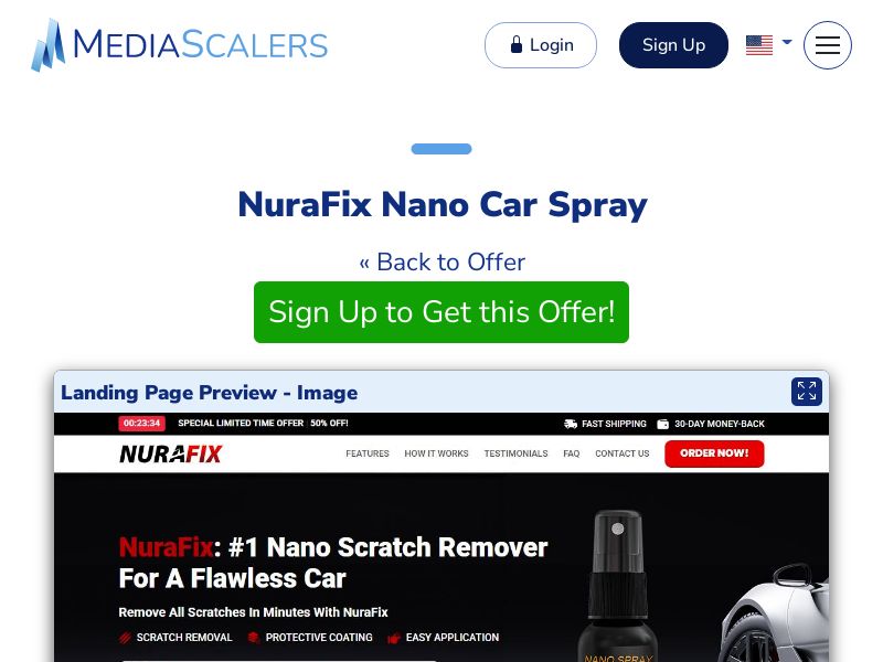 NuraFix Nano Car Spray {+Advertorial, DTC, Alt-Landers} (Event Tracking) [US, DE, CA, AU, UK, FR, IL, +232 More]