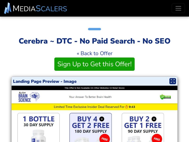 Cerebra ~ DTC - No Paid Search - No SEO [US, CA, AU, UK]