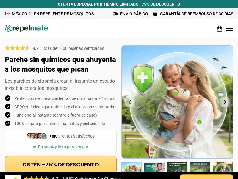 RepelMate Mosquito Patches [LATAM] (Social,Banner,Native,Push,SEO,Search,Brand Bidding) - CPA 