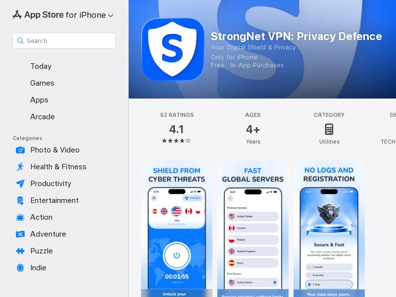StrongNet VPN: Privacy Defence CPI [US] iOS