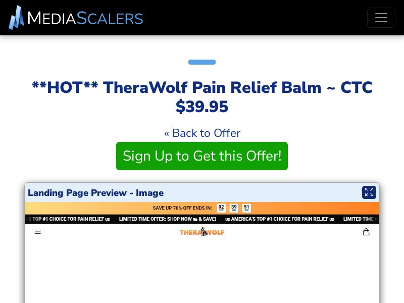 TheraWolf Pain Relief Balm ~ CTC $39.95 {+Advertorial, DTC, Alt-Landers} [US, DE, CA, AU, UK, FR, IL, +232 More]