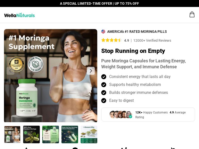 WellaNaturals Moringa Pills - DTC [INTL] (Social,Banner,Native,Push,SEO,Search,Brand Bidding) - CPA