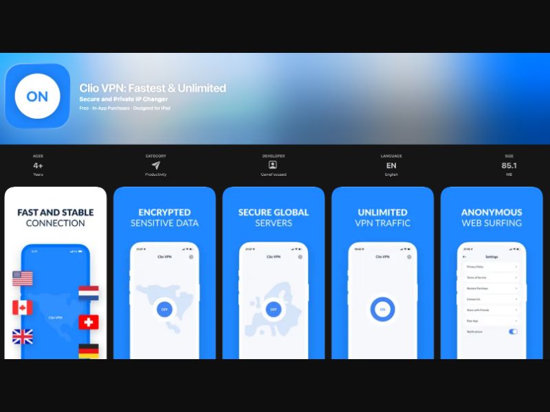 Clio VPN: Fastest & Unlimited