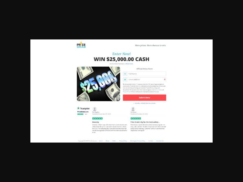 PrizeGrab - Win $25,000 Cash - SOI (US)