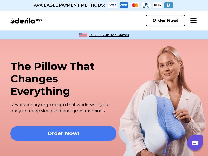 ! HOT OFFER - Derila ERGO Memory Foam Pillow [INTL] (Banner,Native,Social,Search,SEO) - CPA {No BrandBidding}