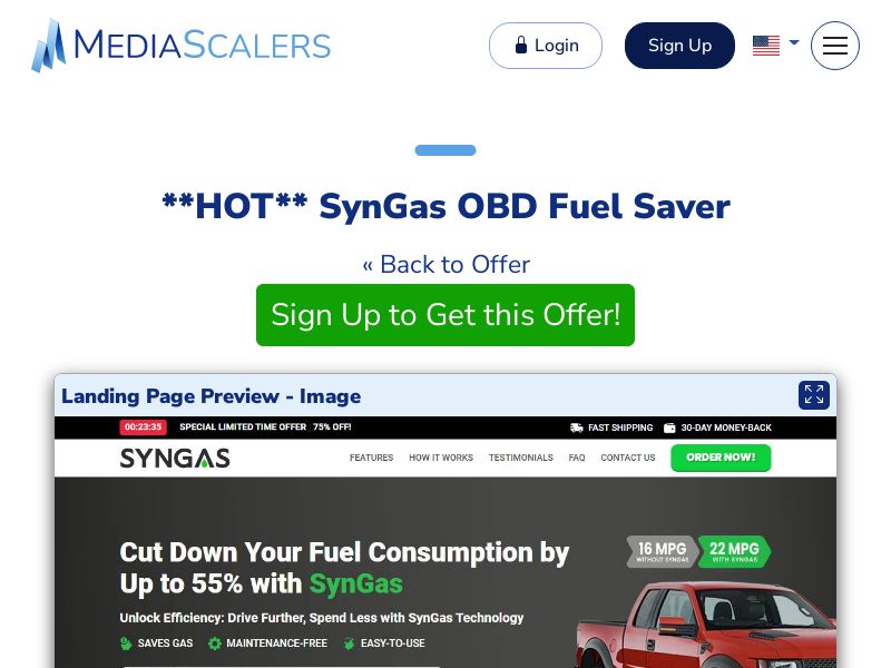SynGas OBD Fuel Saver {+Advertorial, DTC, Alt-Landers} (Event Tracking) [US, DE, CA, AU, UK, FR, IL, +232 More]