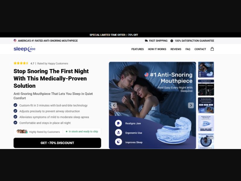 [WEB+MOB] Anti Snoring Mouthpiece - SleepZee - CTC $59.95 /US CPS