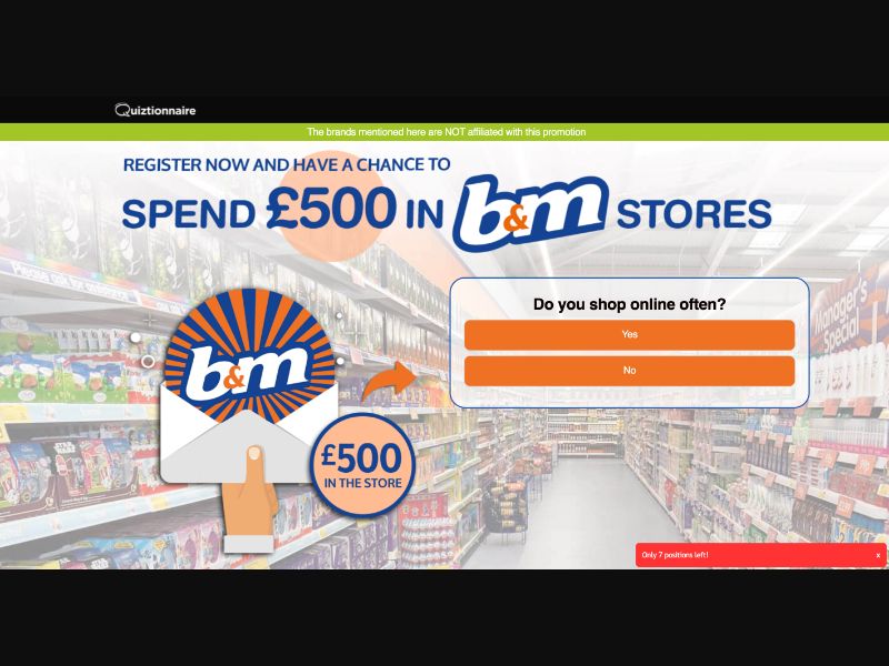 UK - Quiztionnaire - BM Giftcard $500 - (CPL)